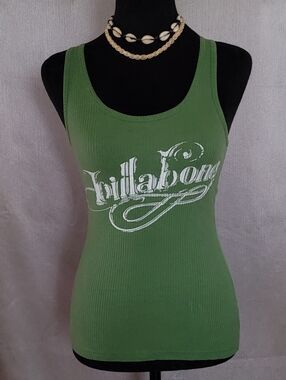 Billabong Olive Green Ribbed Logo Tank